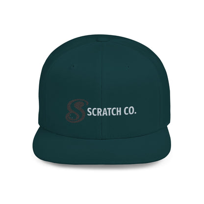 Scratch Co. Flat Bill Snapback Hat — Embroidered Logo Cap