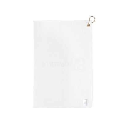 Scratch Co. Logo Golf Towel – White Microfiber with Brass Grommet