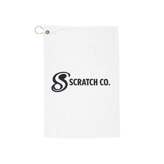 Scratch Co. Logo Golf Towel – White Microfiber with Brass Grommet