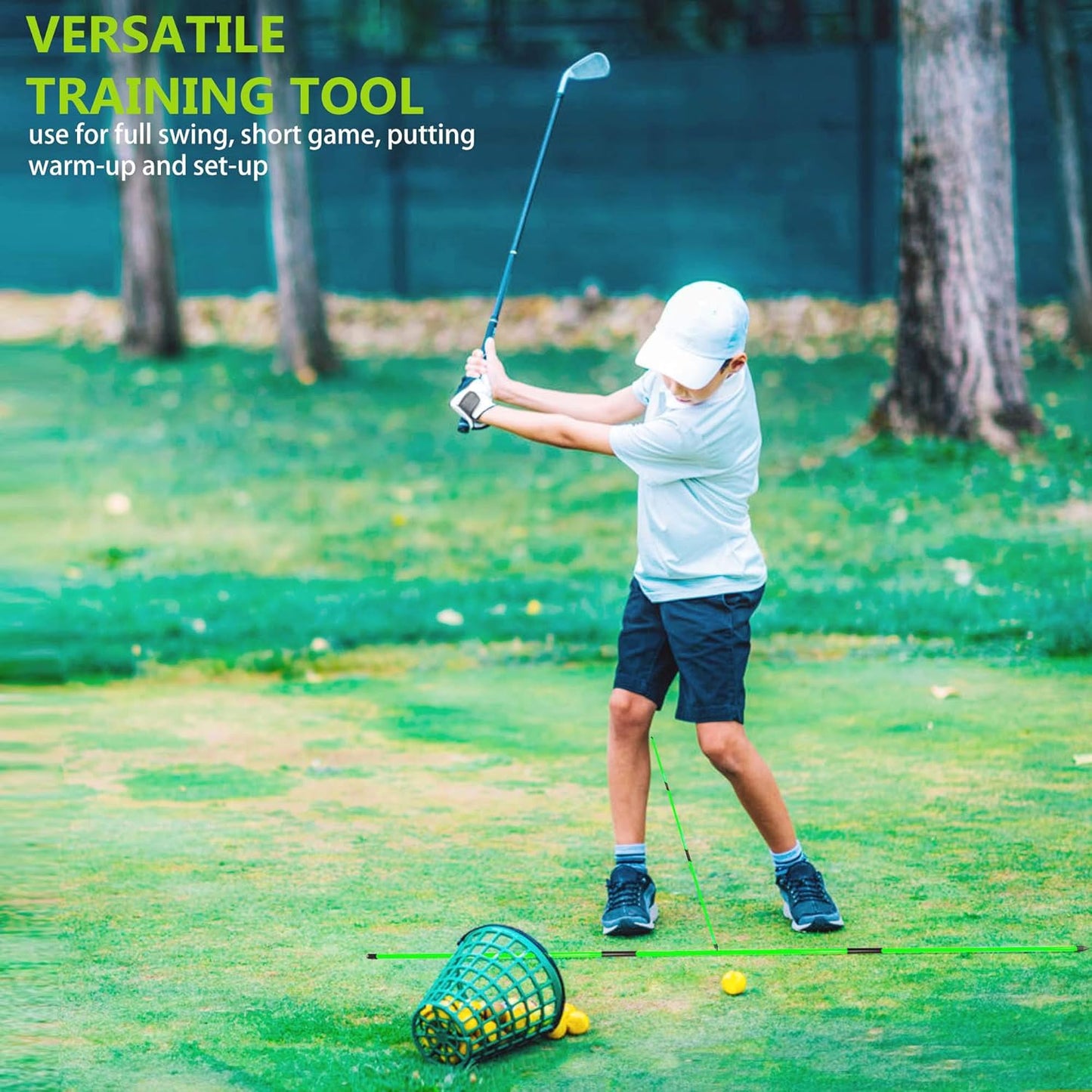 Golf Alignment Stick - Upgraded 48" Golf Sticks Training Aid 2 Pack for Aiming, Putting, Full Swing Trainer, Posture Corrector with Clear Tube Case Golf Gifts for Men Women Golfers