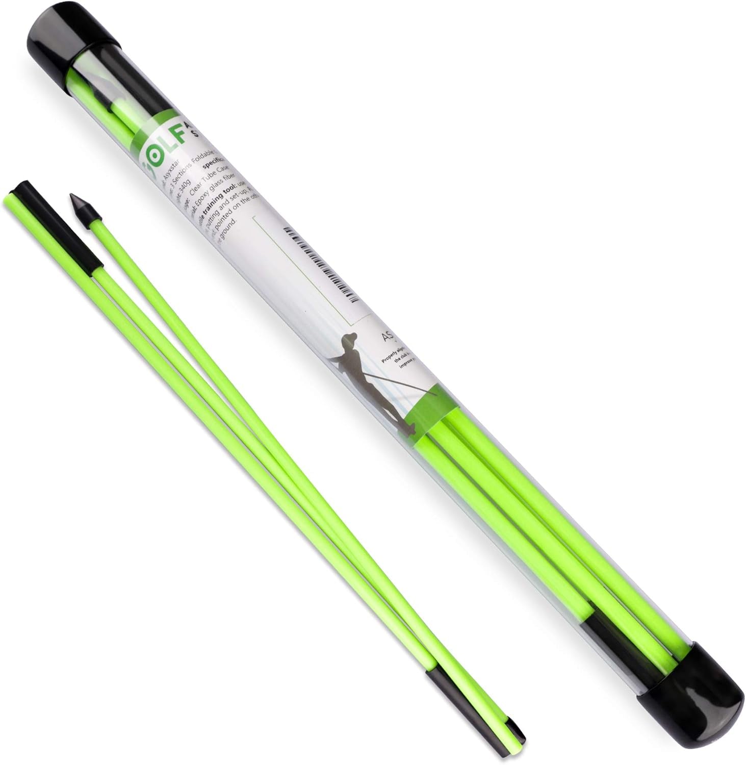Golf Alignment Stick - Upgraded 48" Golf Sticks Training Aid 2 Pack for Aiming, Putting, Full Swing Trainer, Posture Corrector with Clear Tube Case Golf Gifts for Men Women Golfers